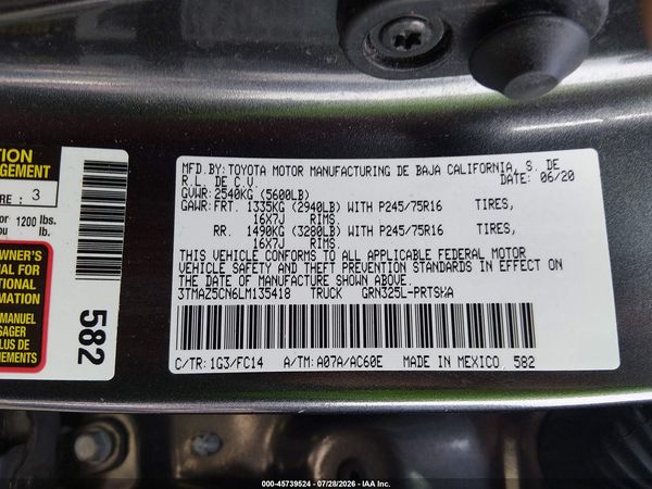 2020 TOYOTA TACOMA SR5 V6