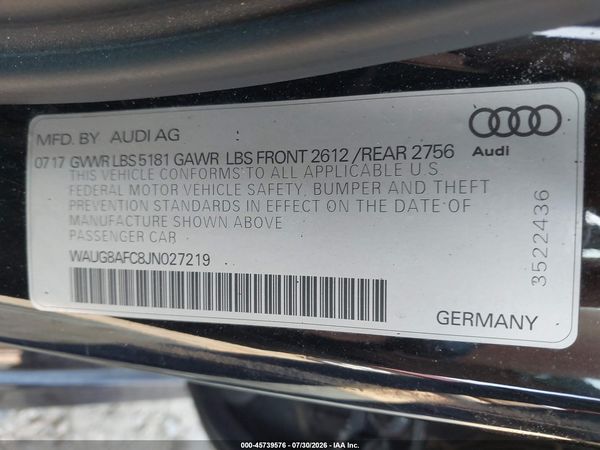 2018 AUDI A6 2.0T PREMIUM PLUS