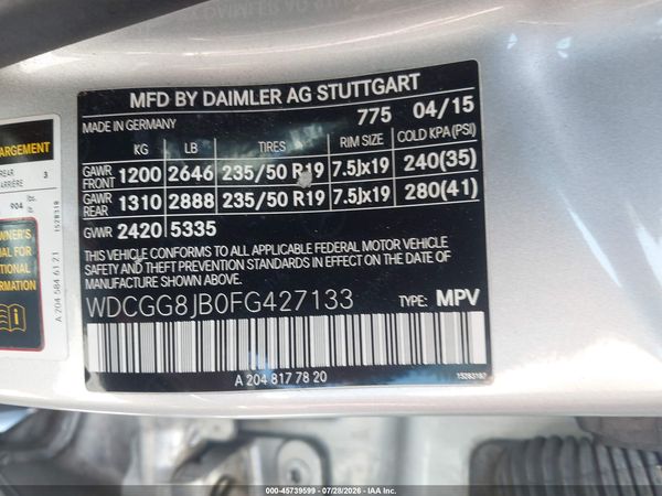 2015 MERCEDES-BENZ GLK 350 4MATIC