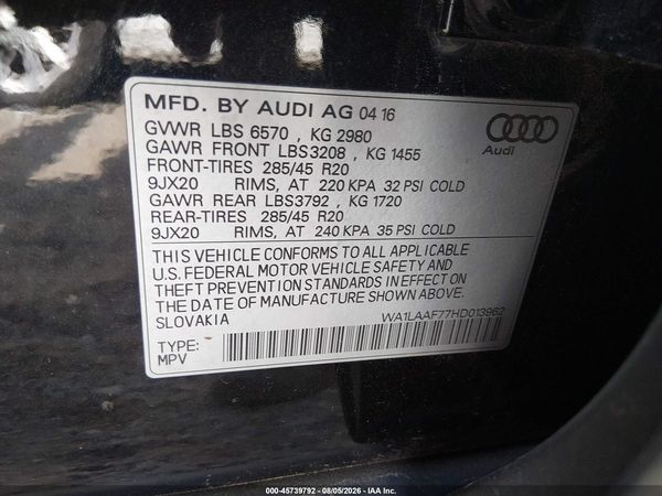 2017 AUDI Q7 3.0T PREMIUM
