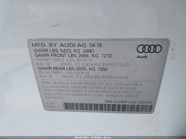 2016 AUDI Q5 2.0T PREMIUM