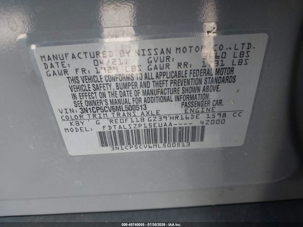 2021 NISSAN KICKS SV XTRONIC CVT