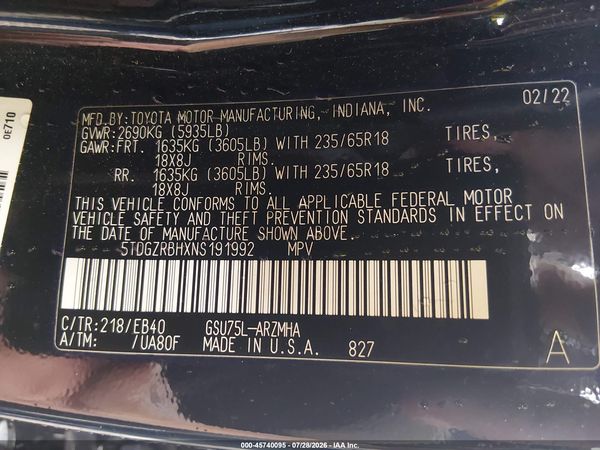 2022 TOYOTA HIGHLANDER XLE