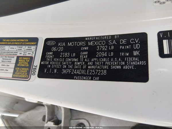 2020 KIA FORTE FE