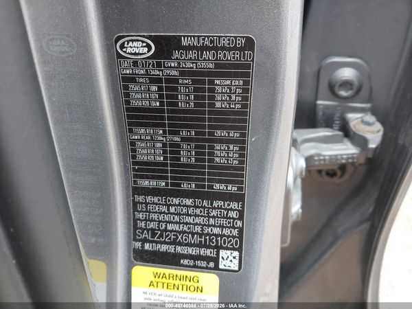 2021 LAND ROVER RANGE ROVER EVOQUE S