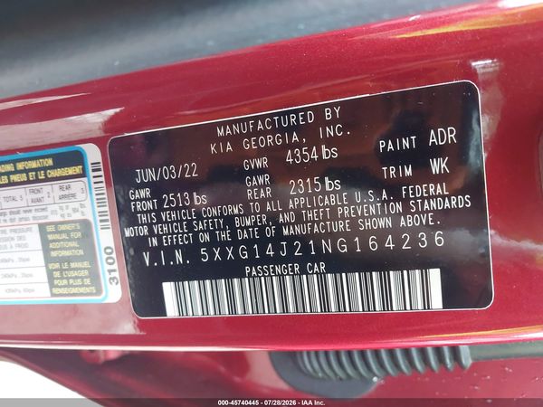 2022 KIA K5 LXS