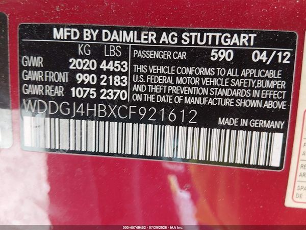 2012 MERCEDES-BENZ C 250 C250