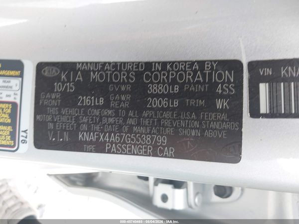 2016 KIA FORTE LX