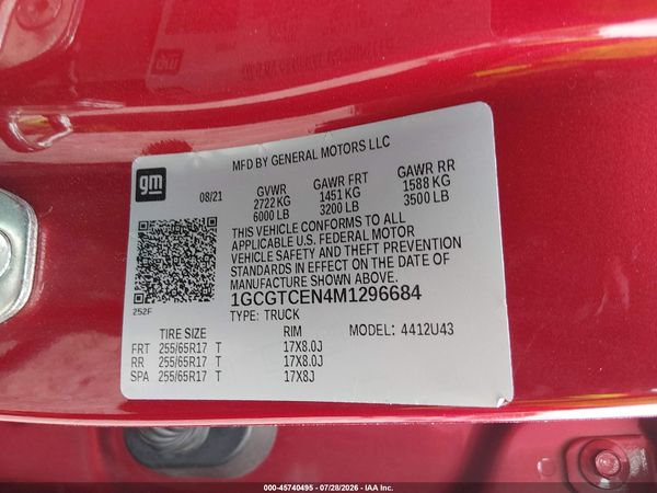 2021 CHEVROLET COLORADO 4WD  LONG BOX LT — I9