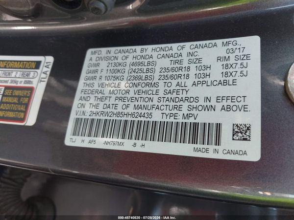 2017 HONDA CR-V EX-L/EX-L NAVI