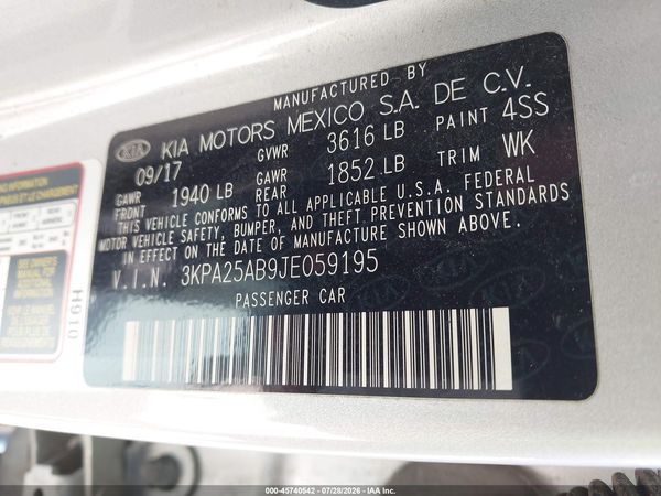 2018 KIA RIO S