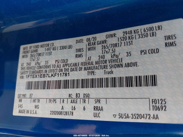 2020 FORD F-150 XL