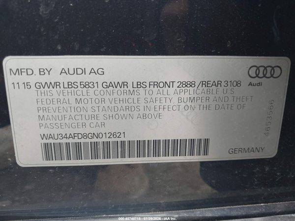 2016 AUDI A8 L 3.0T