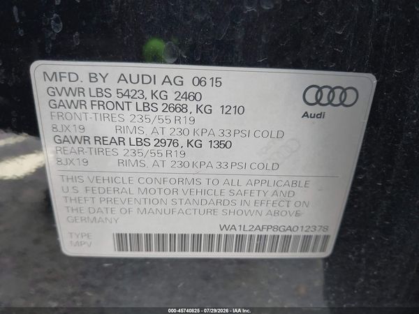 2016 AUDI Q5 2.0T PREMIUM