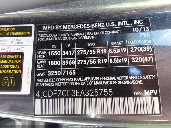 2014 MERCEDES-BENZ GL 450 4MATIC