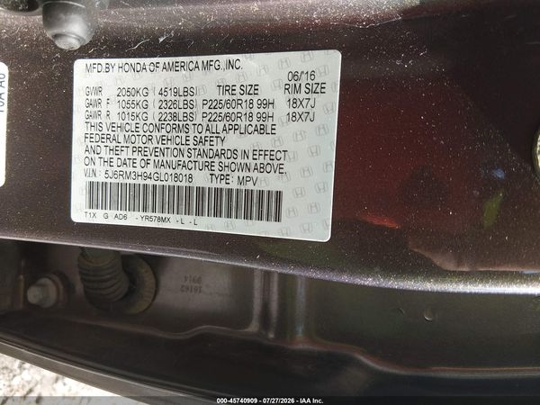 2016 HONDA CR-V TOURING