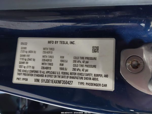 2022 TESLA MODEL 3 REAR-WHEEL DRIVE