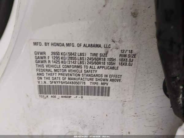 2019 HONDA PILOT EX-L