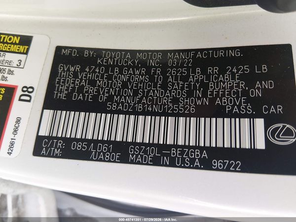 2022 LEXUS ES 350 350 Premium