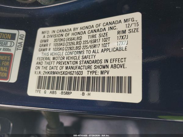 2016 HONDA CR-V EX