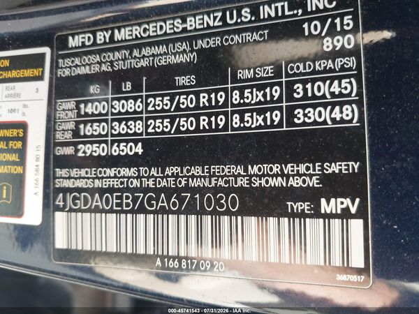 2016 MERCEDES-BENZ GLE 300D 4MATIC