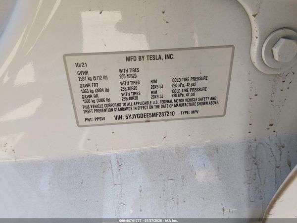 2021 TESLA MODEL Y