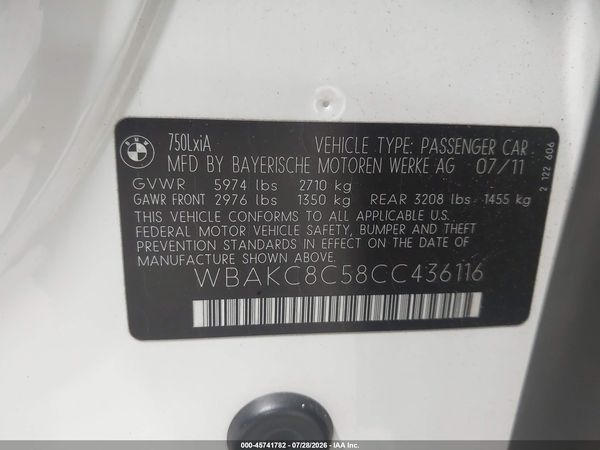 2012 BMW 750LI XDRIVE