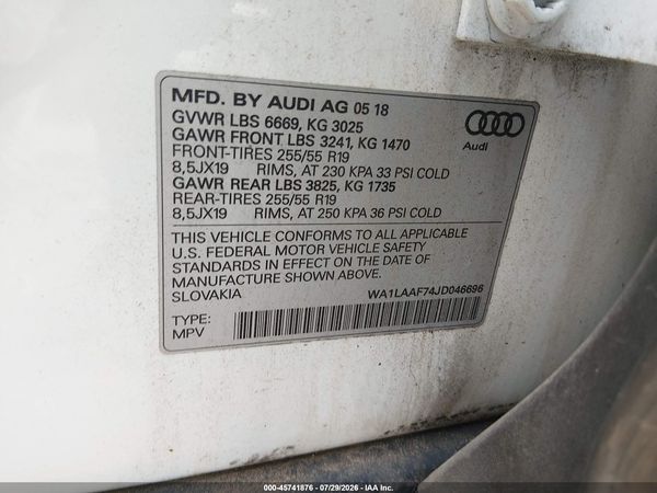 2018 AUDI Q7 3.0T PREMIUM