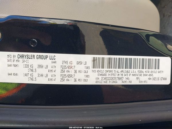 2012 DODGE GRAND CARAVAN CREW — I9