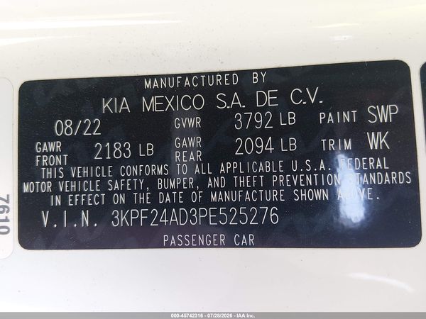 2023 KIA FORTE LXS