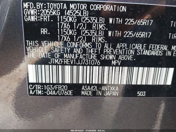 2018 TOYOTA RAV4 LE