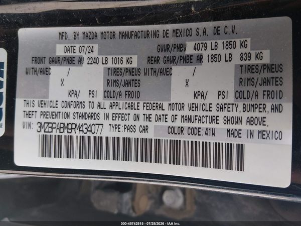 2024 MAZDA MAZDA3 2.5 S SELECT SPORT