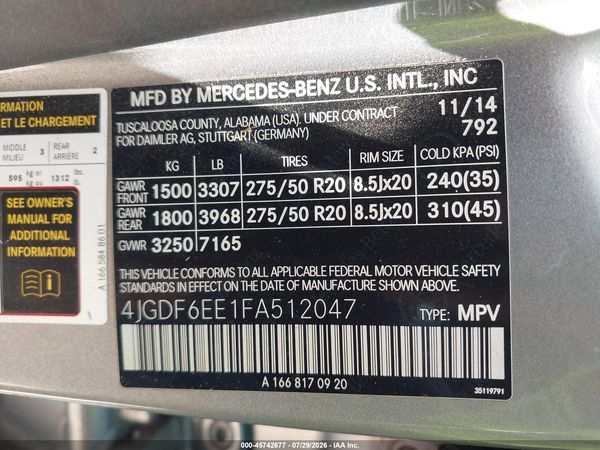 2015 MERCEDES-BENZ GL 450 4MATIC