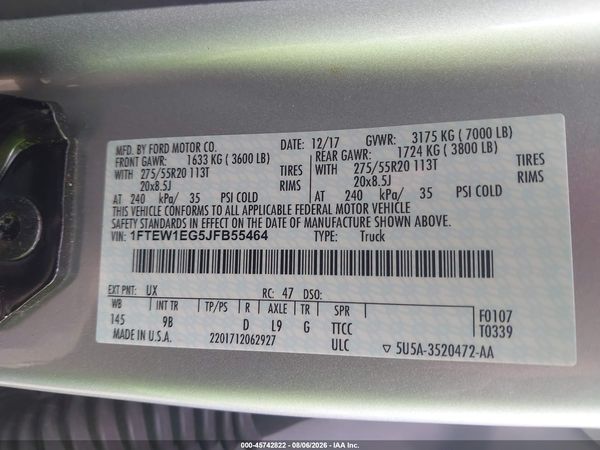 2018 FORD F-150 PLATINUM