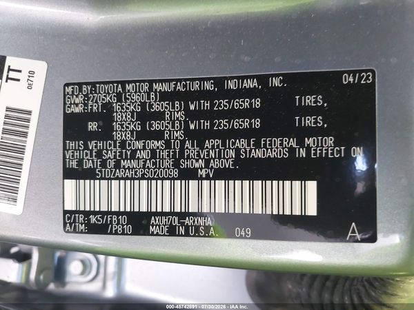 2023 TOYOTA HIGHLANDER HYBRID LE