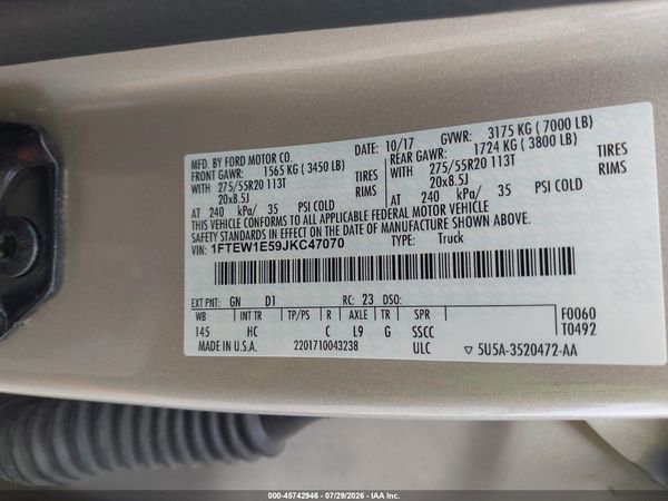 2018 FORD F-150 LARIAT