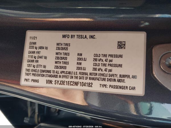 2022 TESLA MODEL 3