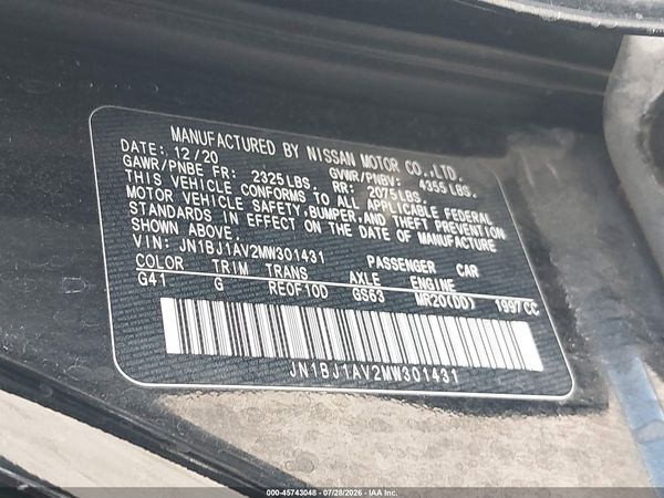 2021 NISSAN ROGUE SPORT S FWD XTRONIC CVT