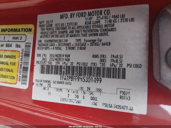 2017 FORD MUSTANG GT PREMIUM