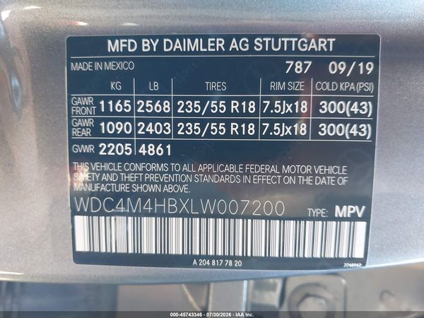 2020 MERCEDES-BENZ GLB 250 4MATIC