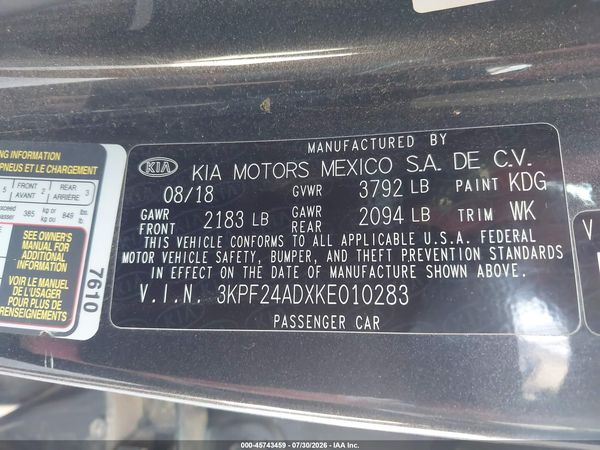 2019 KIA FORTE LXS