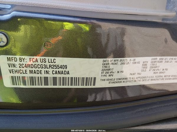 2020 DODGE GRAND CARAVAN SXT