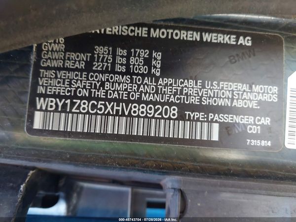 2017 BMW I3 94 AH W/RANGE EXTENDER