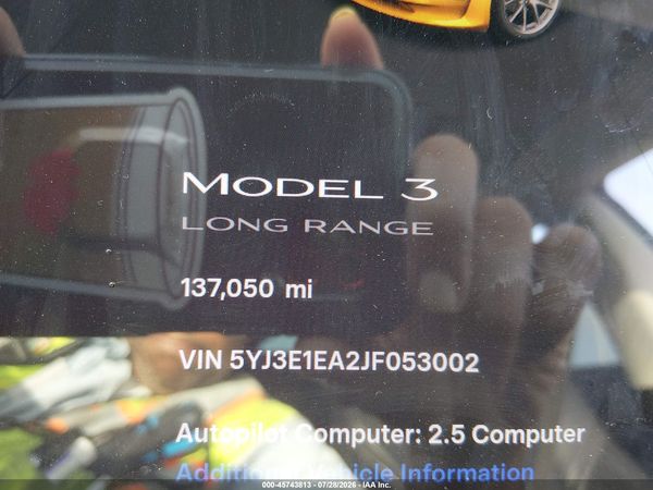 2018 TESLA MODEL 3 LONG RANGE/MID RANGE