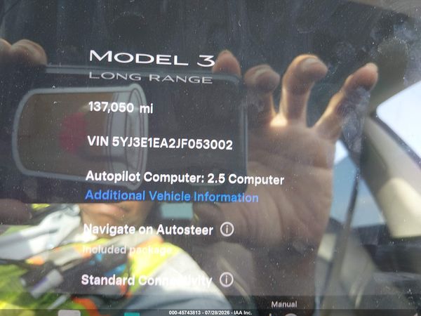 2018 TESLA MODEL 3 LONG RANGE/MID RANGE