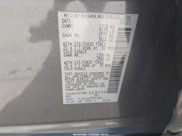 2021 NISSAN MURANO PLATINUM FWD
