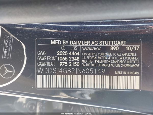 2018 MERCEDES-BENZ CLA 250 4MATIC