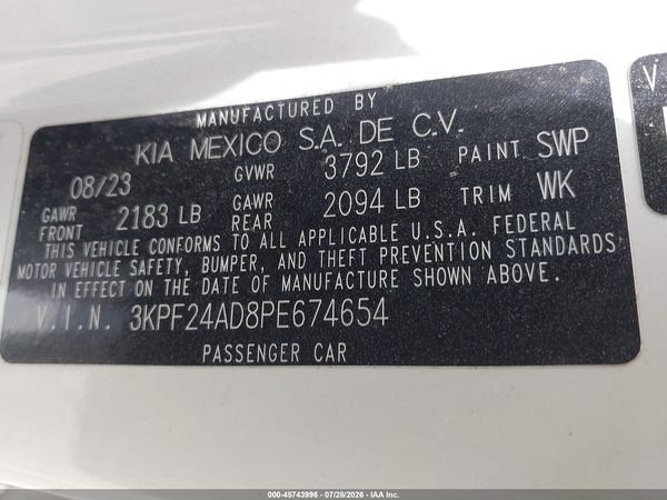 2023 KIA FORTE LXS