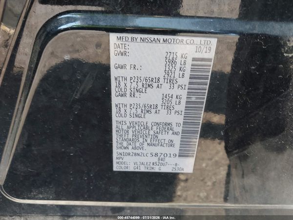 2020 NISSAN PATHFINDER SV 2WD