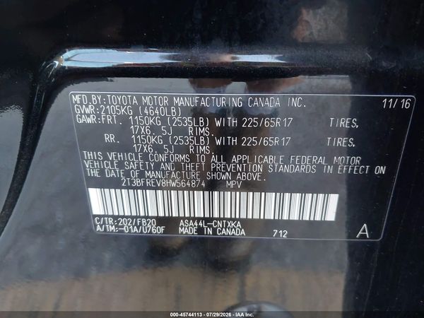 2017 TOYOTA RAV4 LE